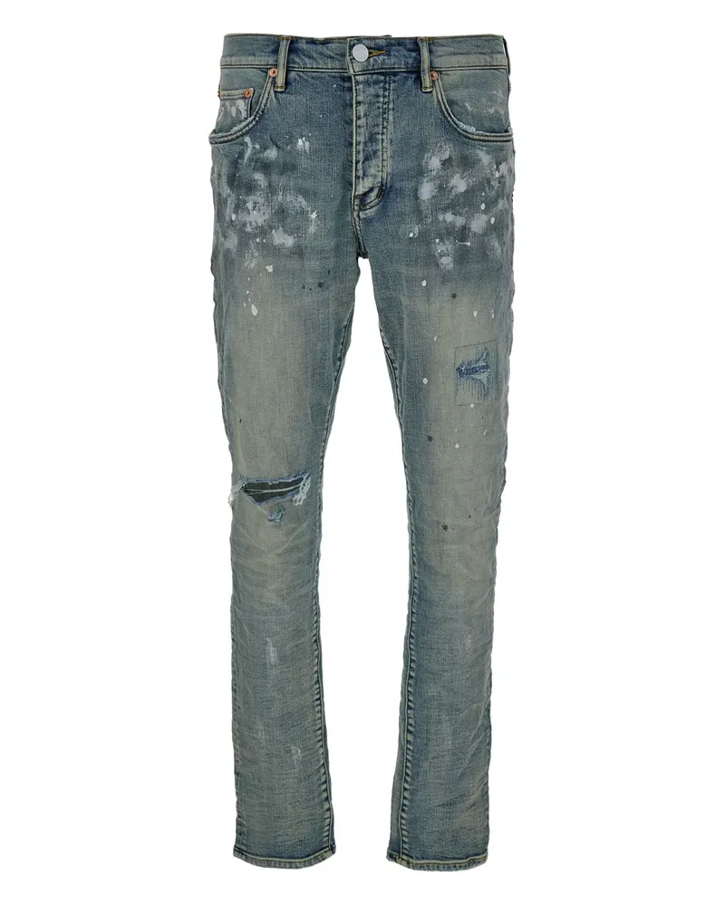 PURPLE BRAND Distressed-Jeans mit Malerei-Print - Blau Blau
