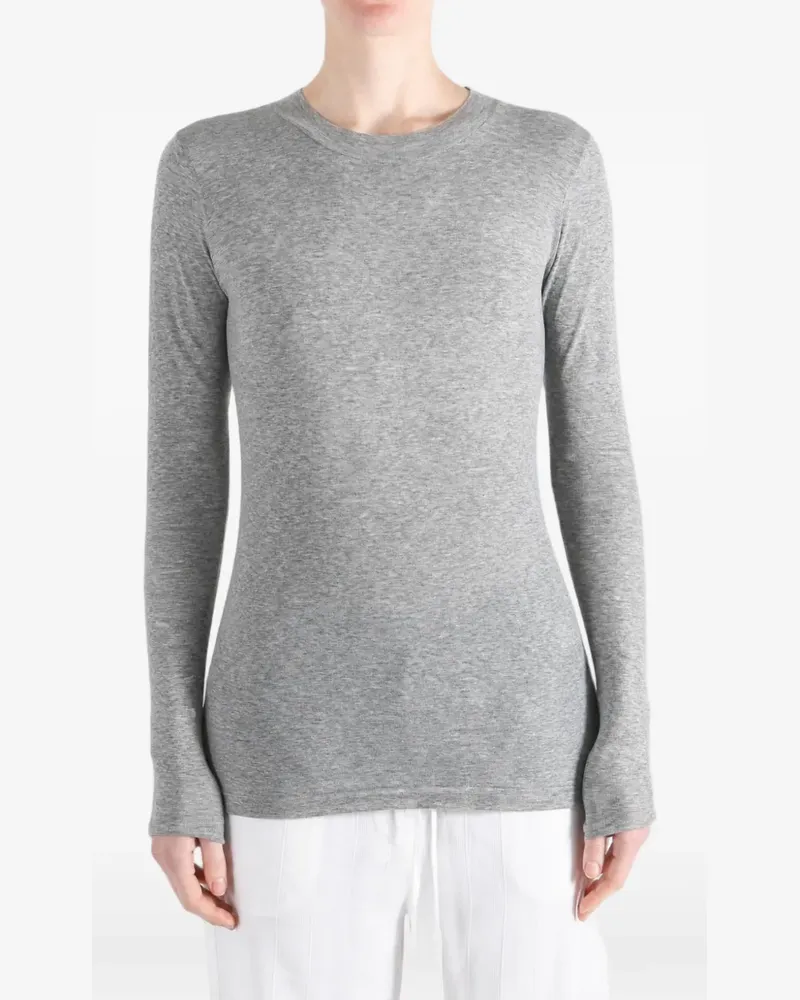 AURALEE Semi-transparentes Langarmshirt - Grau Grau