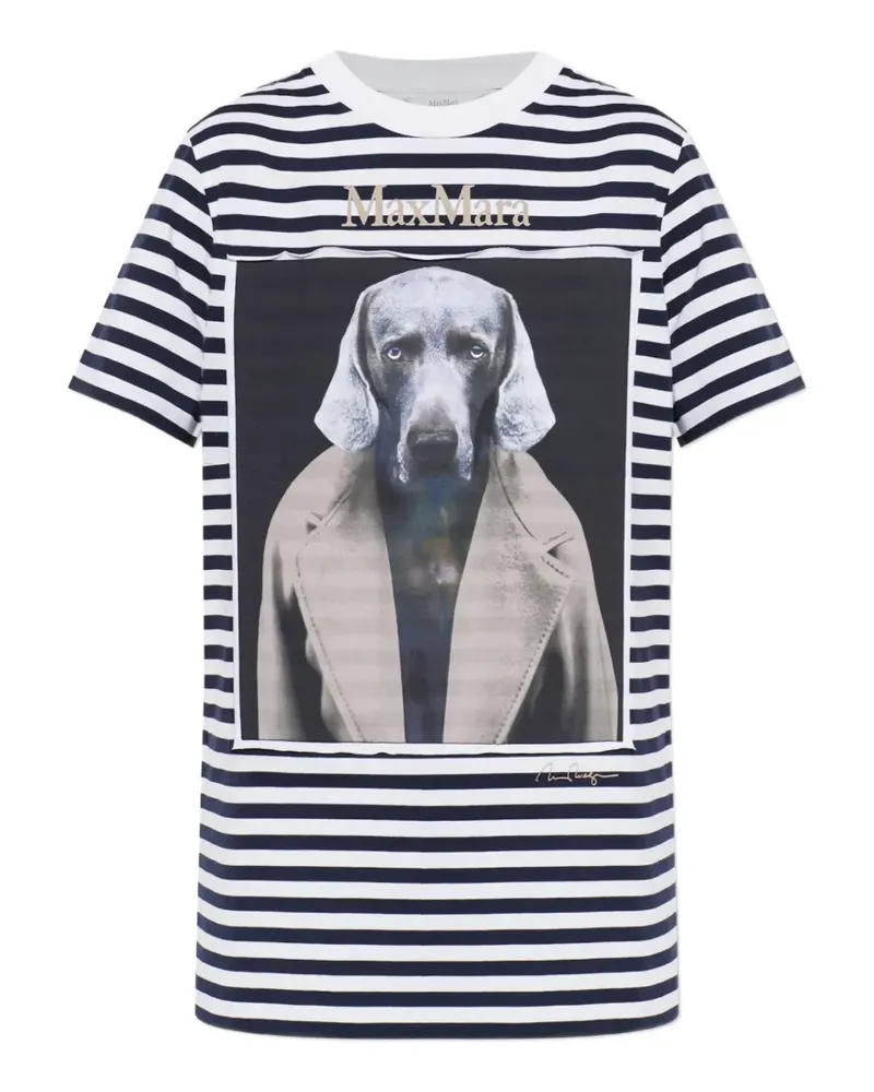 Max Mara striped graphic-print T-shirt - Blau Blau