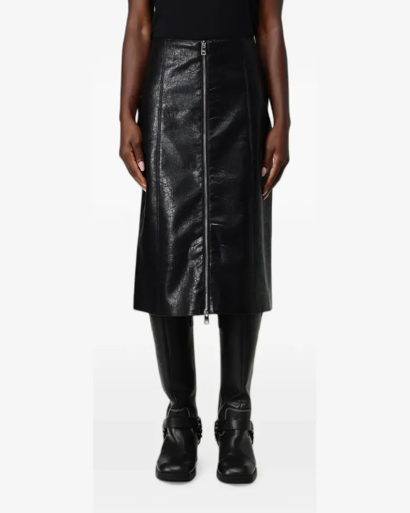 MSGM crinkled-effect zip-fastening midi skirt - Schwarz Schwarz