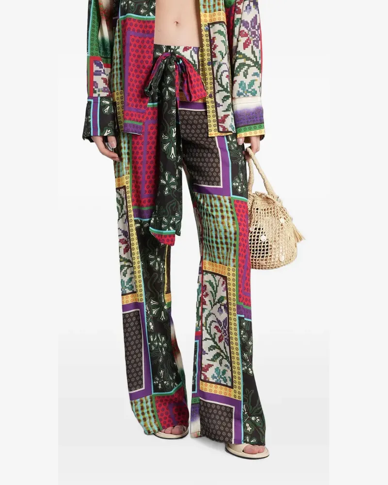 SIEDRES patchwork-print tie-waist trousers - Rot Rot