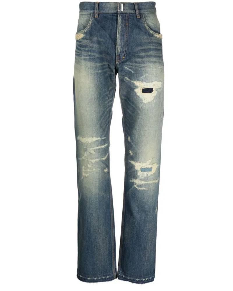 Givenchy Gerade Jeans im Distressed-Look - Blau Blau