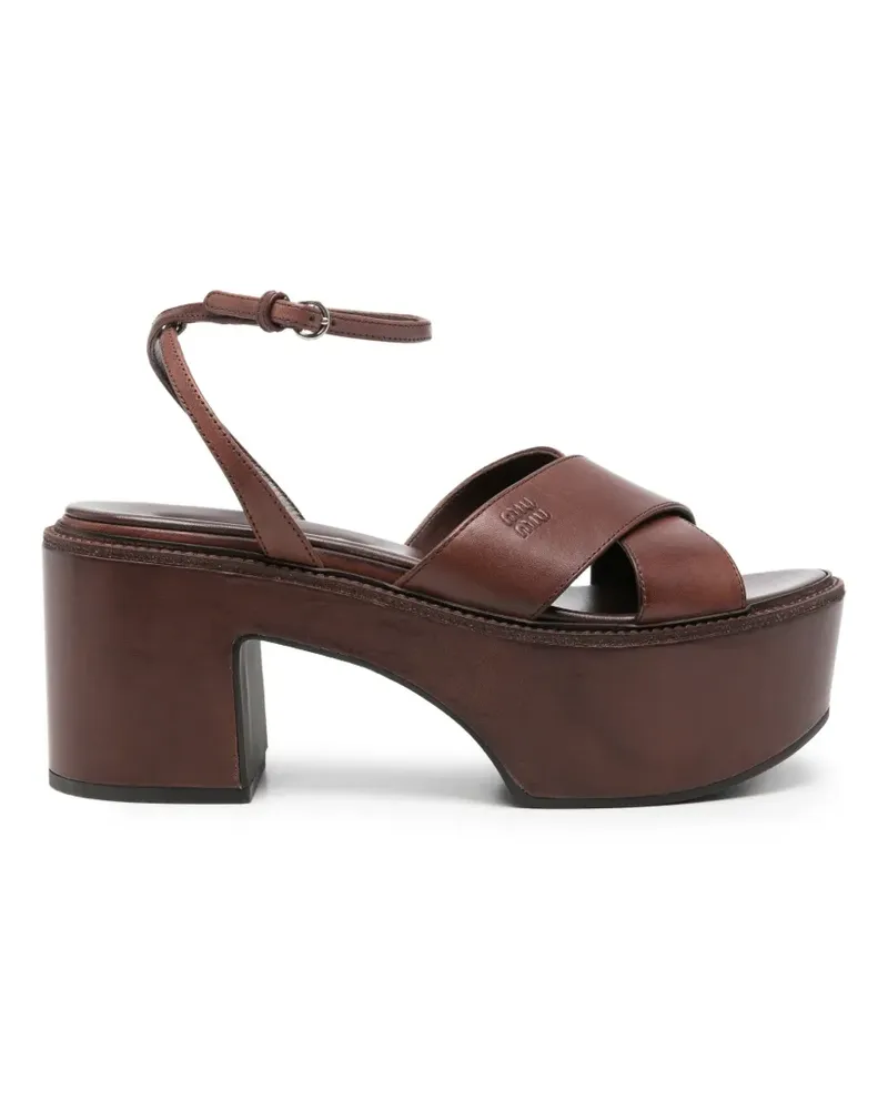 Miu Miu Sandalen mit überkreuzten Riemen - Braun Braun