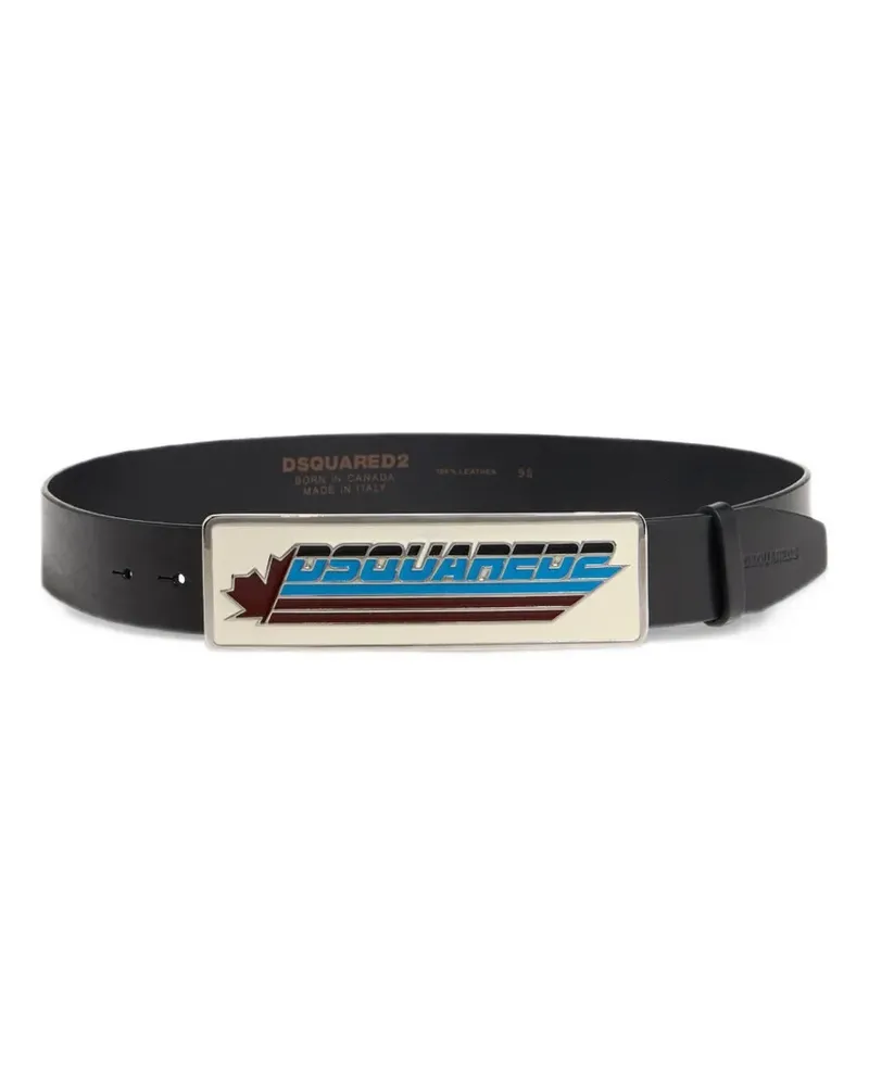 Dsquared2 Ledergürtel mit Logo-Schild - Schwarz Schwarz