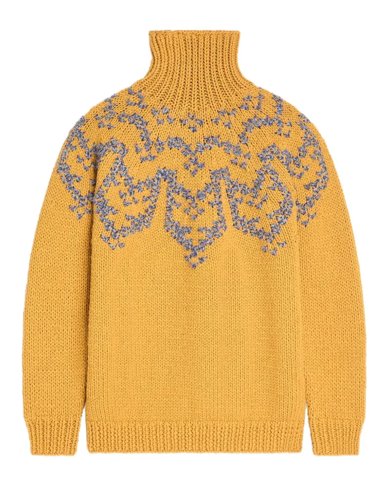 Dries van Noten Wollpillover mit Intarsien - Gelb Gelb