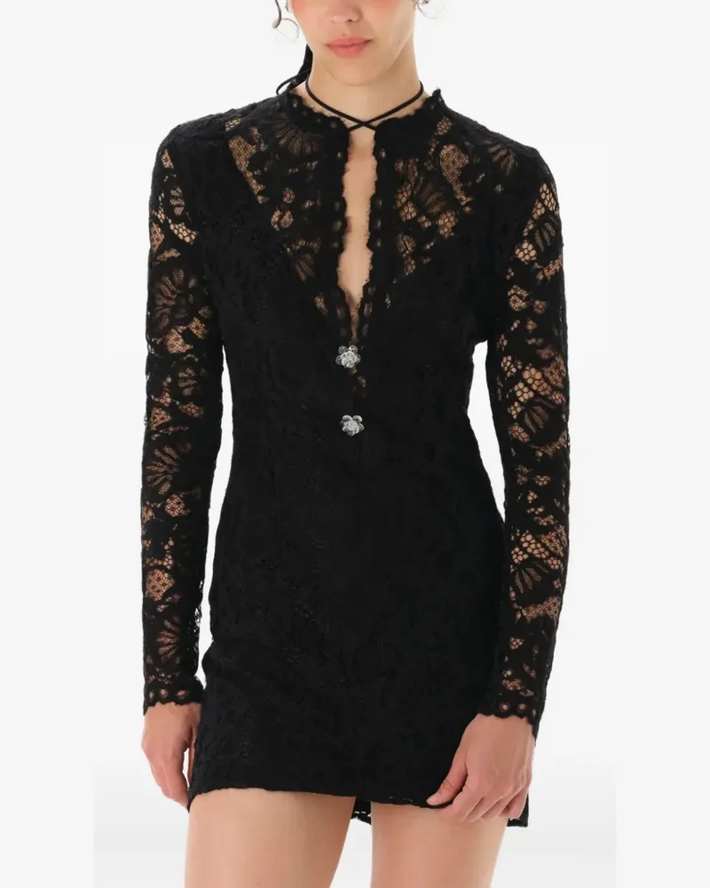 MANURÍ Minikleid mit Stehkragen - Schwarz Schwarz