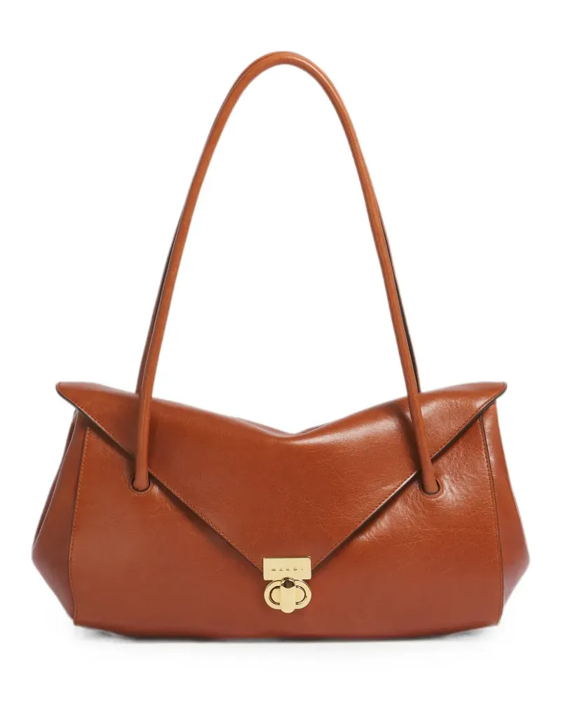 Marni brown leather E/W shoulder bag - Braun Braun