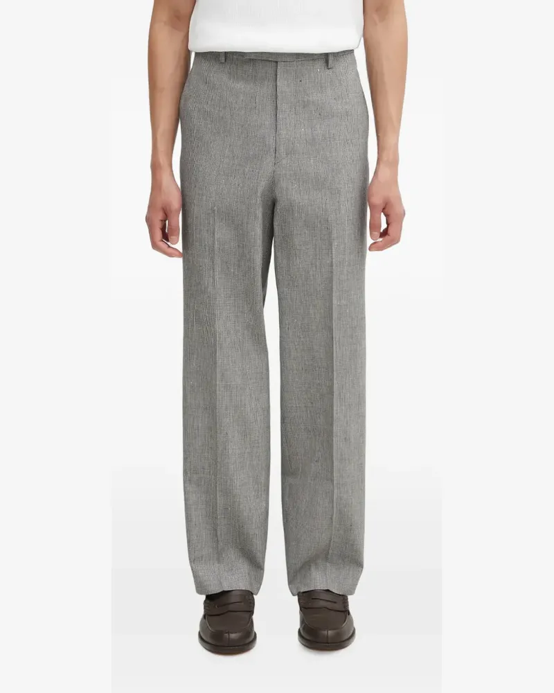 Visvim houndstooth-pattern pressed-crease trousers - Grau Grau