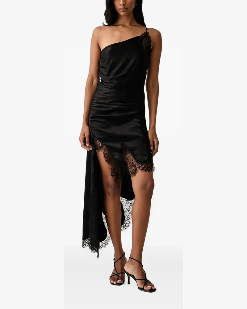 Bardot Asymmetrisches Rayner Kleid mit Spitzenbesatz - Schwarz Schwarz