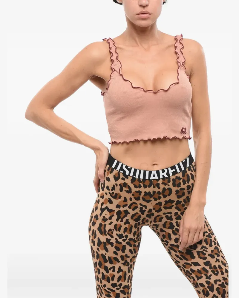 Dsquared2 ribbed lettuce-trim crop top - Nude Nude
