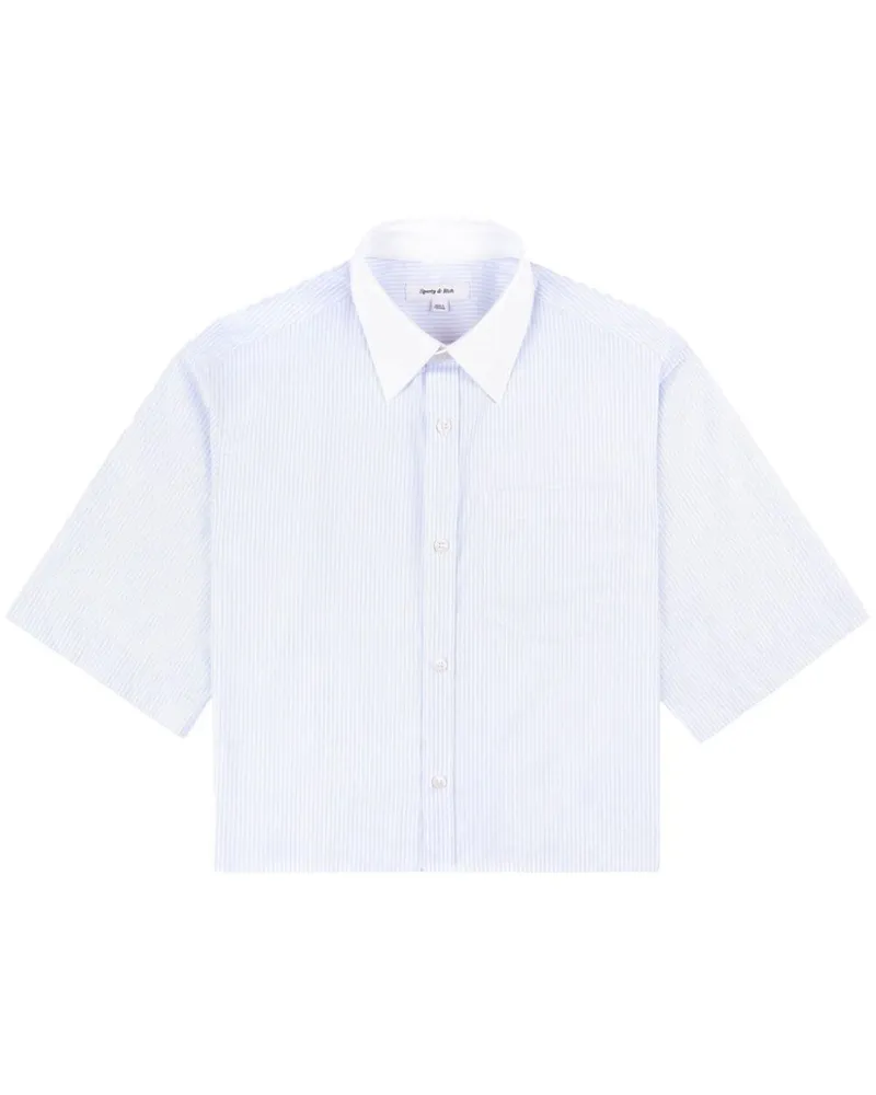 SPORTY & RICH Gestreiftes Cropped-Hemd - Blau Blau