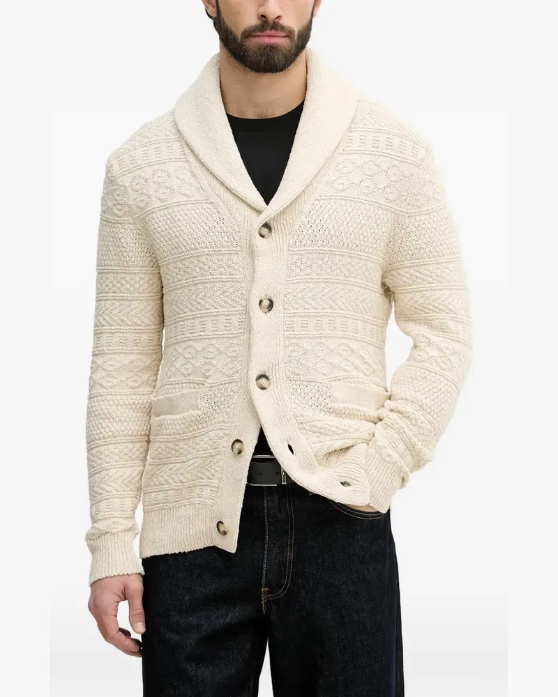 Gant cable-knit shawl-collar cardigan - Nude Nude