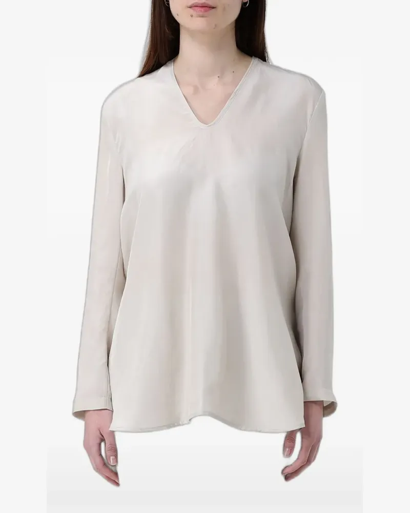 TER ET BANTINE V-neck long-sleeve blouse - Nude Nude