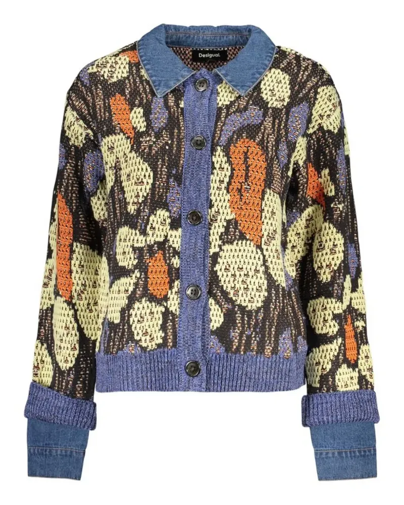 Desigual Pullover mit Blumen-Intarsie - Blau Blau