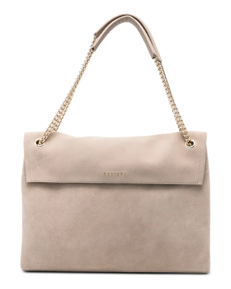 Orciani suede chain-link shoulder bag - Nude Nude