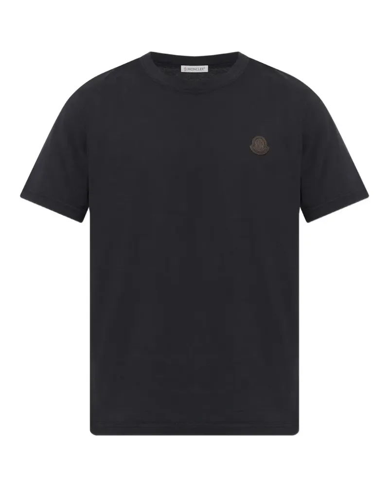 Moncler T-Shirt mit Logo-Patch - Schwarz Schwarz