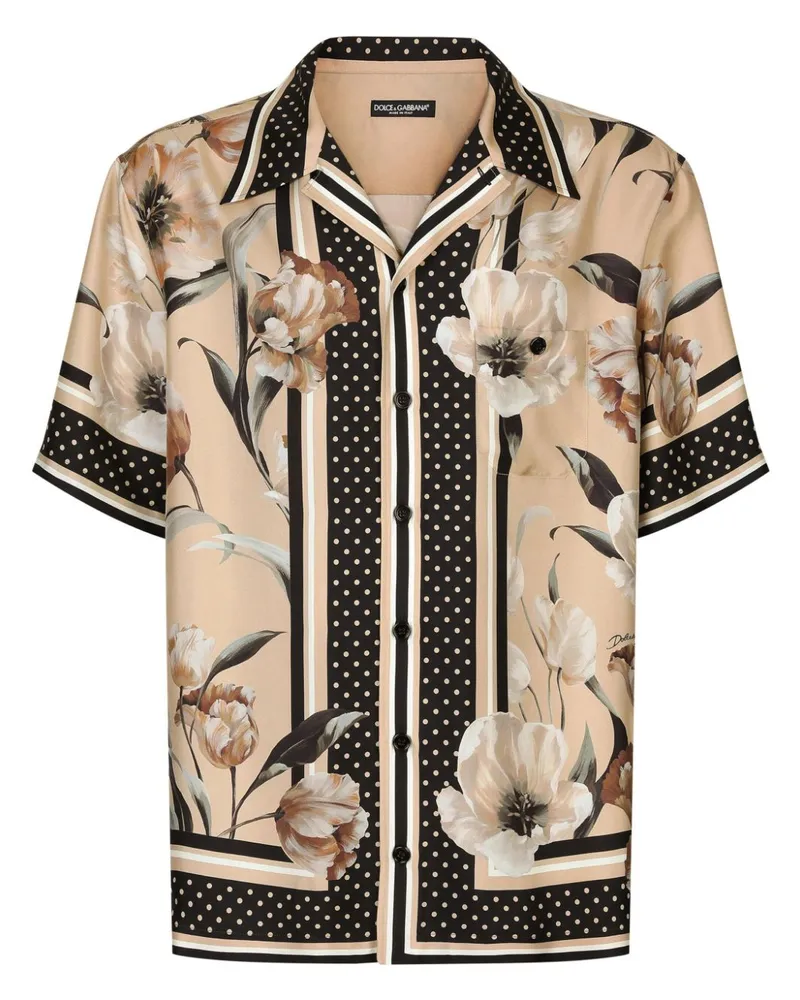 Dolce & Gabbana Seidenhemd mit Blumen-Print - Braun Braun