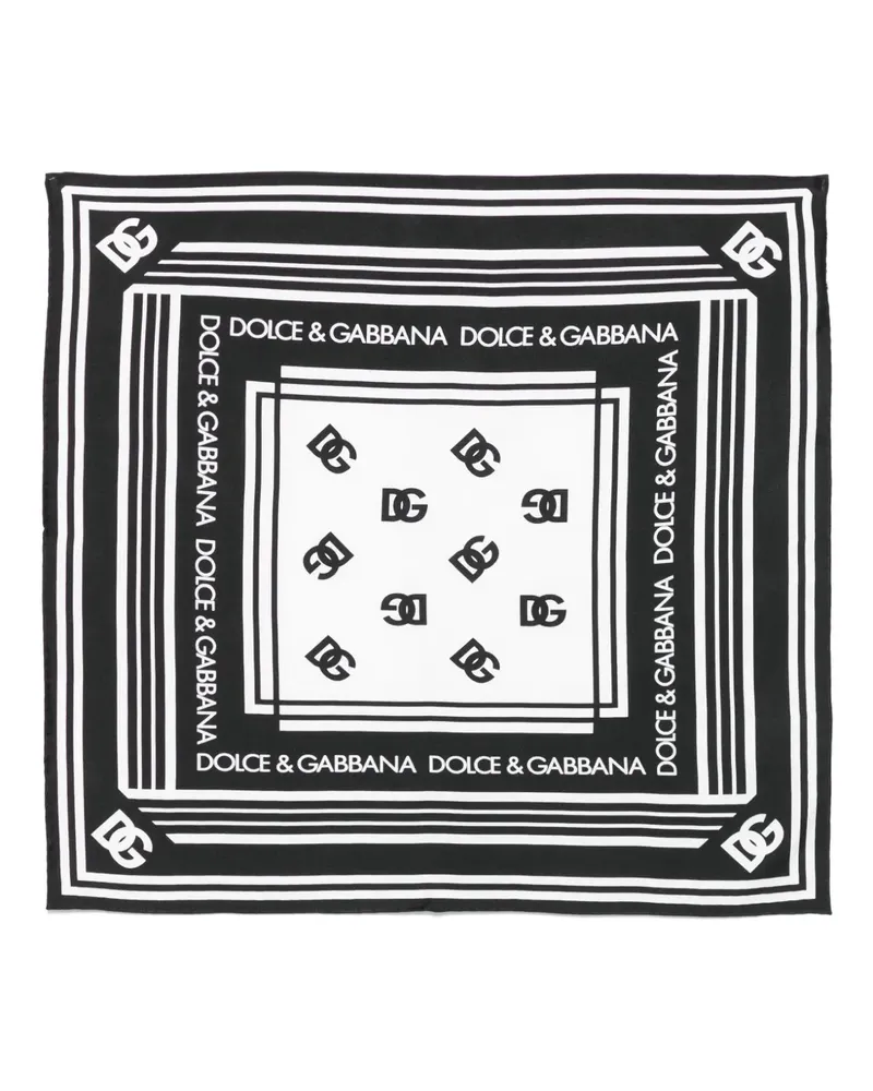 Dolce & Gabbana Seidenschal mit Logo-Muster - Schwarz Schwarz