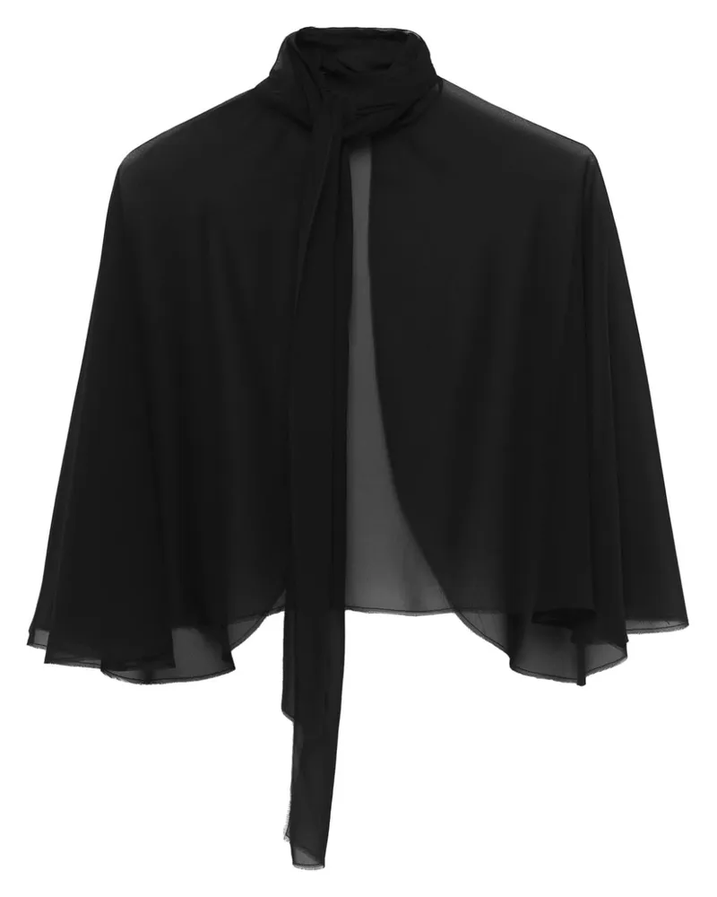Prada Georgette-Bluse im Cape-Styles - Schwarz Schwarz