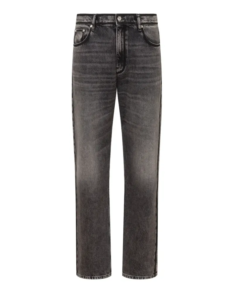 Moschino faded-effect logo-patch jeans - Grau Grau