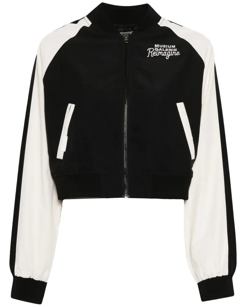 Musium Div. Cropped-Sportjacke mit Stehkragen - Schwarz Schwarz