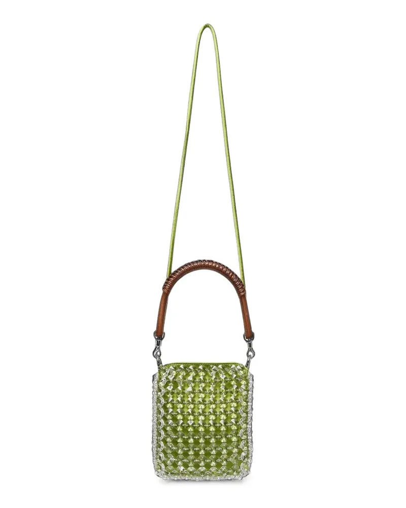 Self-Portrait crystal-embellished shoulder bag - Grün Grün
