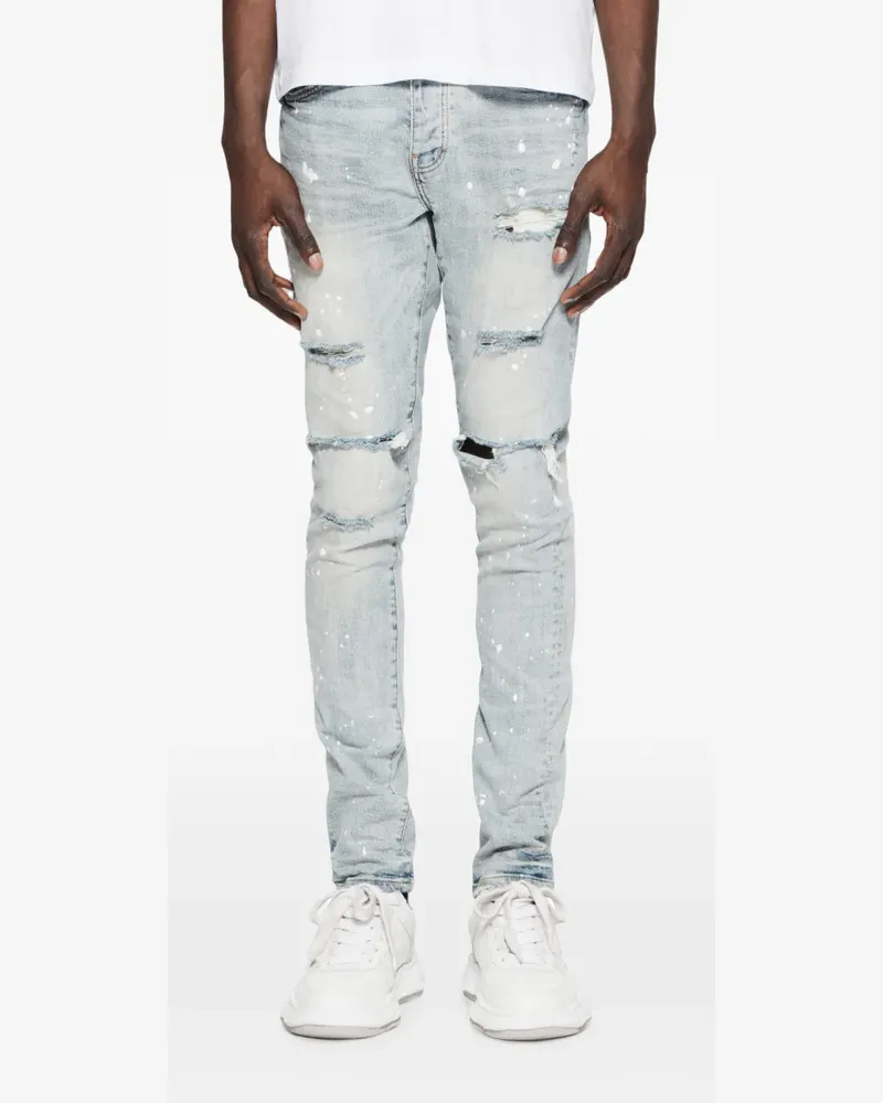 PURPLE BRAND distressed paint-splatter jeans - Blau Blau