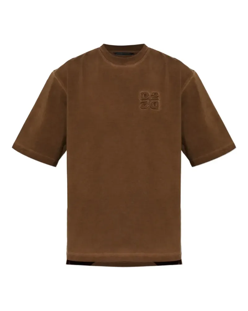 Dsquared2 T-Shirt mit Logo-Patch - Braun Braun