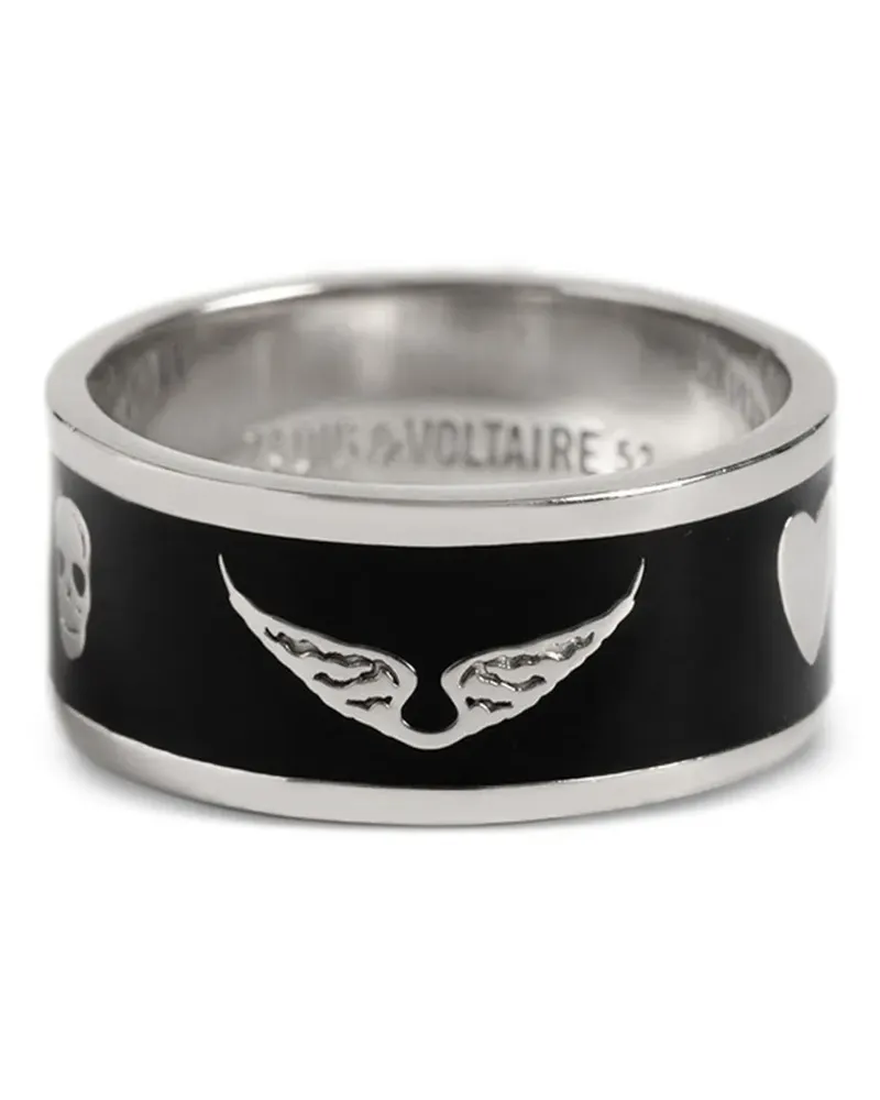 Zadig & Voltaire skull-motif heart-print rings - Silber Silber