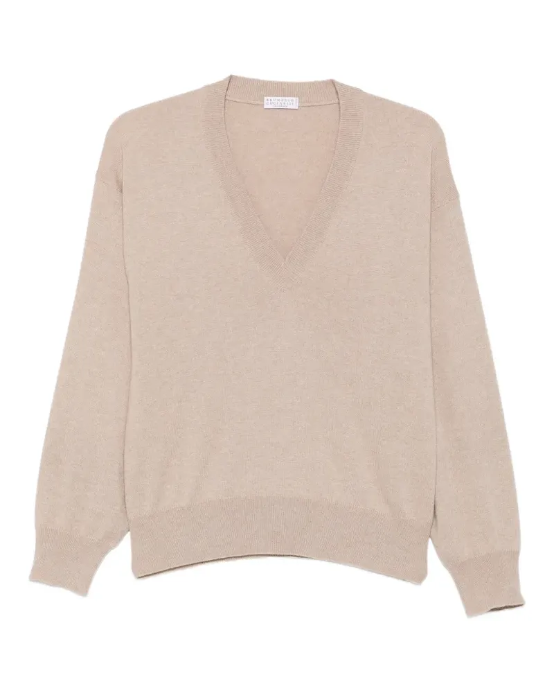 Brunello Cucinelli V-neck cashmere sweater - Nude Nude