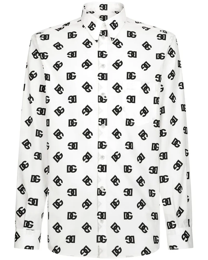 Dolce & Gabbana Hemd mit DG-Print - Weiß Weiß