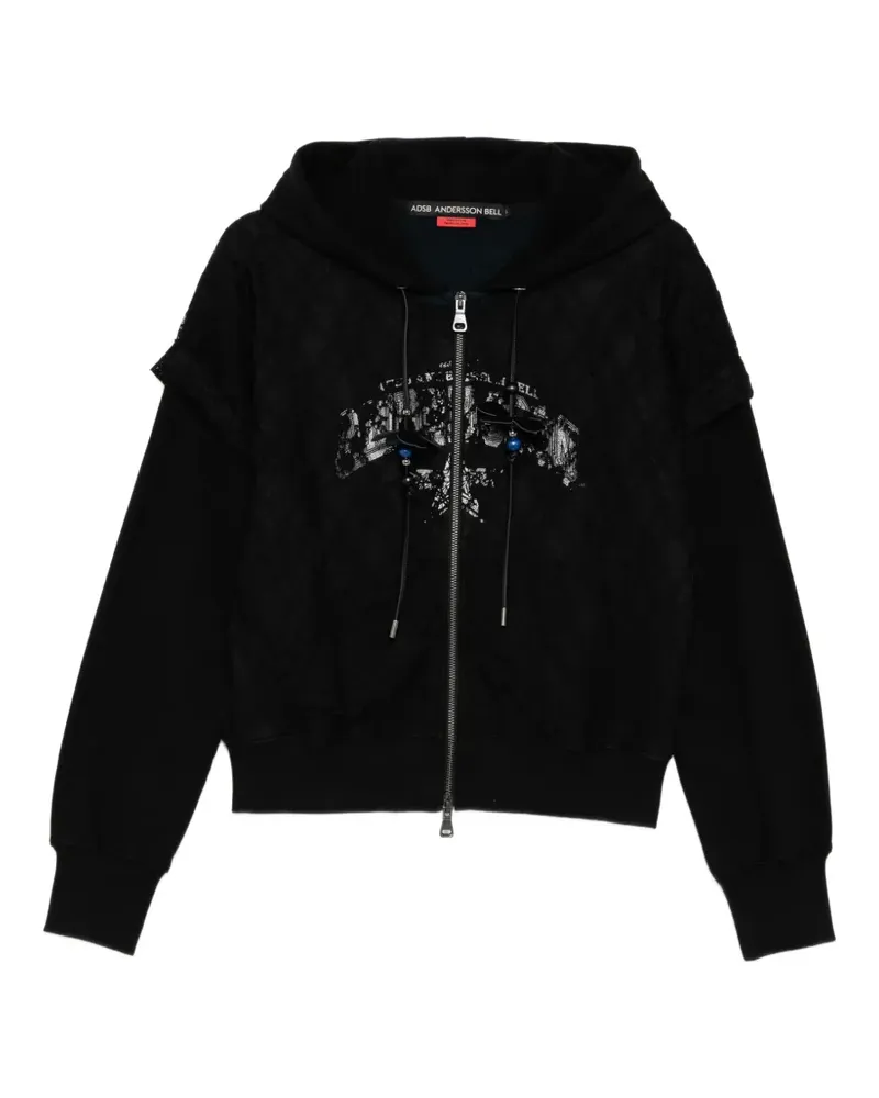 Andersson Bell Gemusterte Kapuzenjacke - Schwarz Schwarz