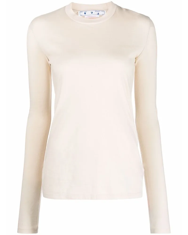 OFF-WHITE Langarmshirt mit diagonalen Print - Nude Nude