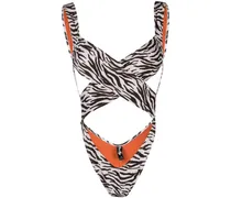 Badeanzug mit Print - Nude