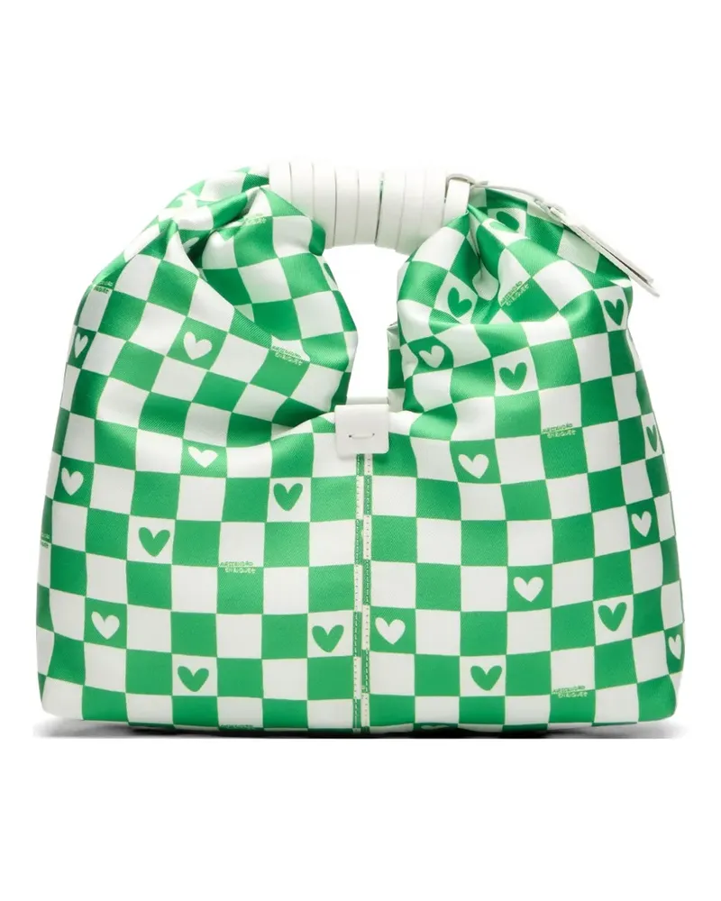 Casadei x Enriquez heart print checkerboard tote bag - Grün Grün