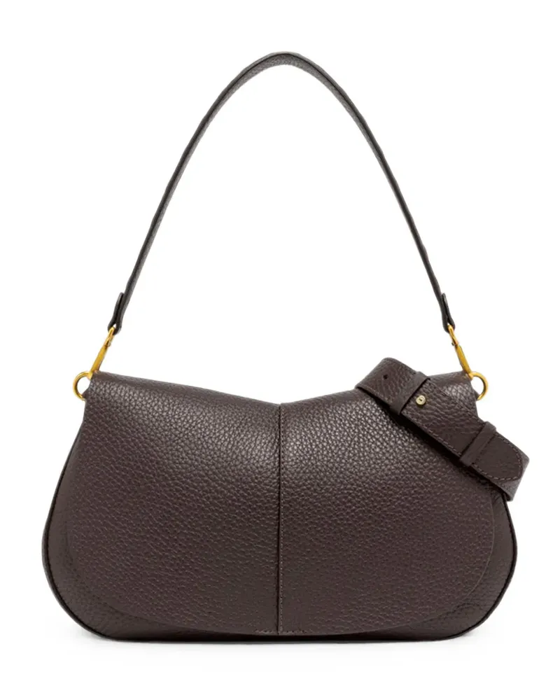 Gianni Chiarini Große Helena Round Schultertasche aus gekörntem Leder - Braun Braun
