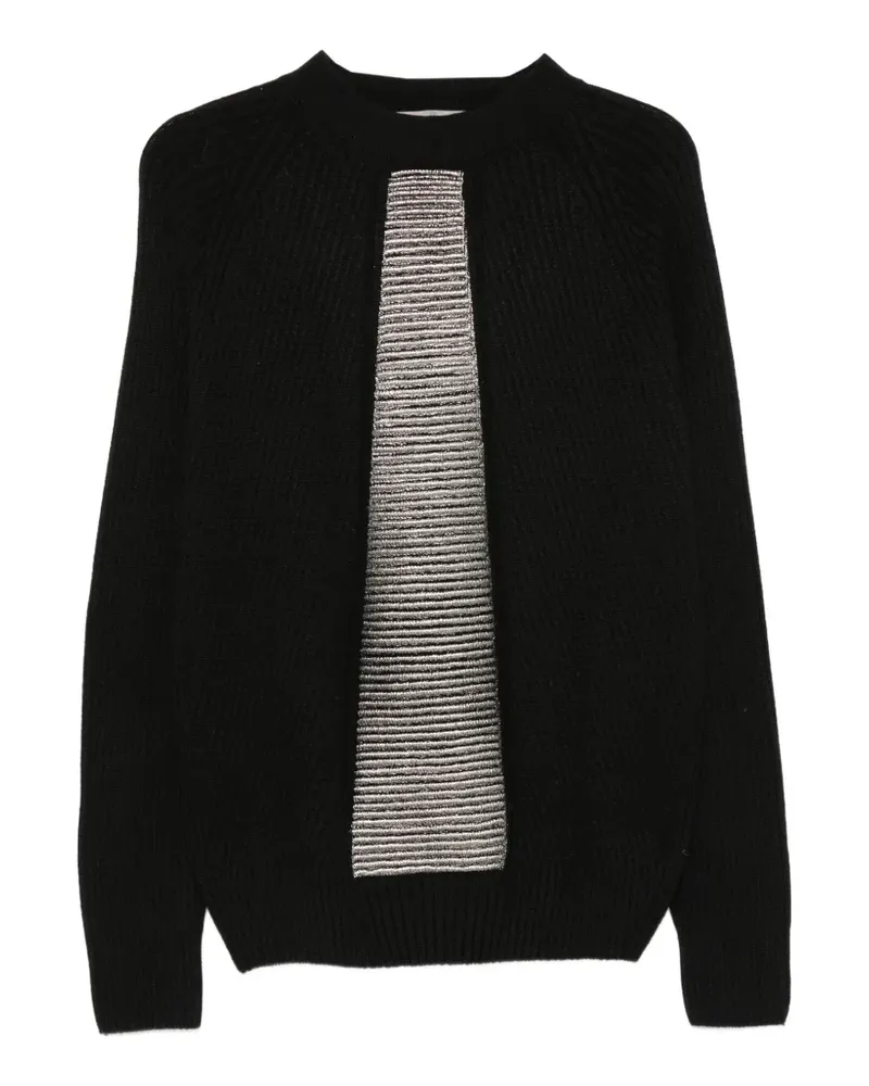 D.EXTERIOR ribbed-knit metallic-panel sweater - Schwarz Schwarz