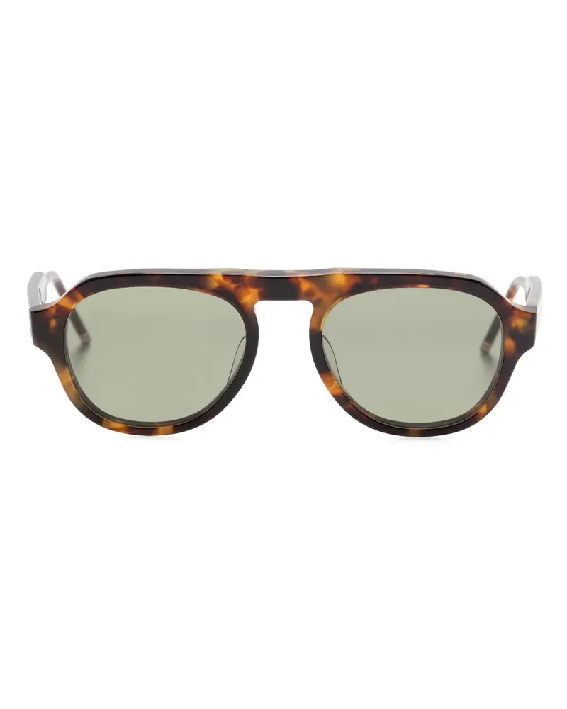 Thom Browne Sonnenbrille mit ovalem Gestell - Braun Braun