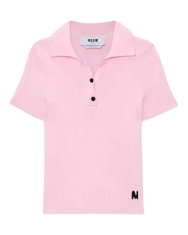 MSGM ribbed-knit polo shirt - Rosa Rosa