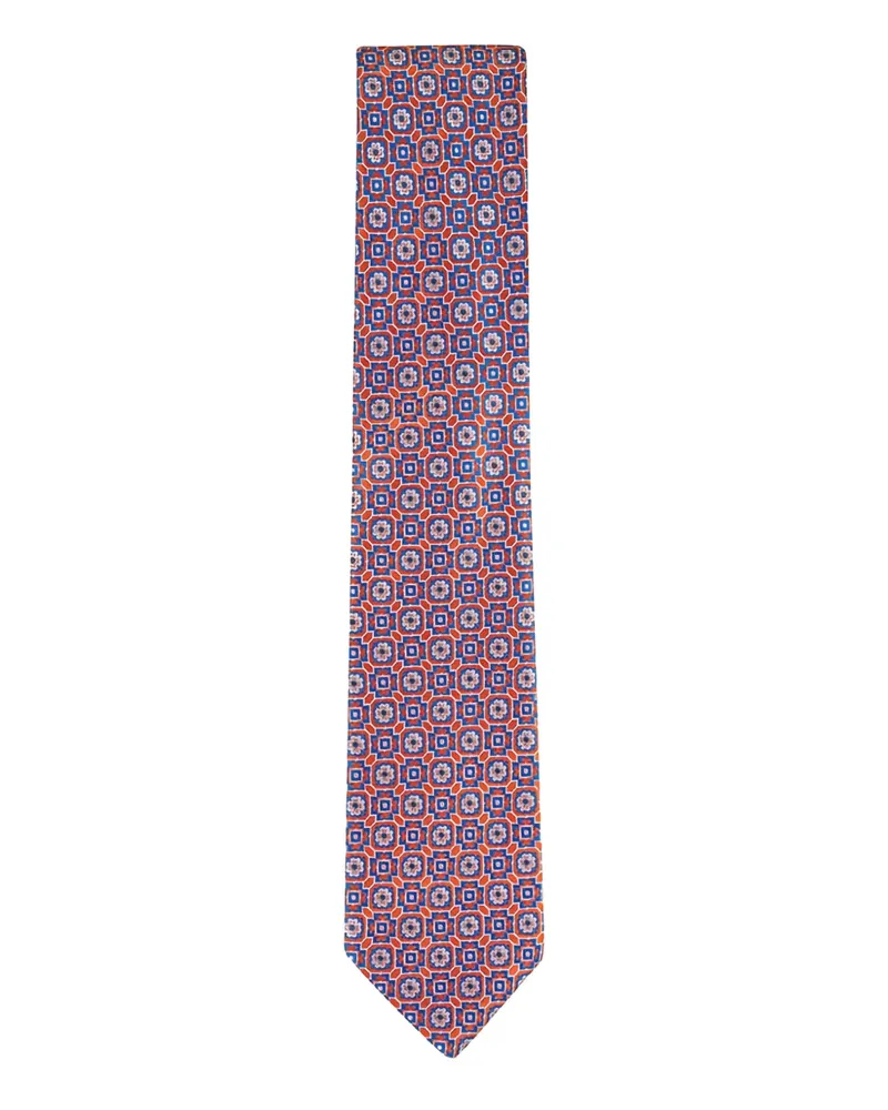Eton Geometrische Krawatte mit Blumen - Orange Orange