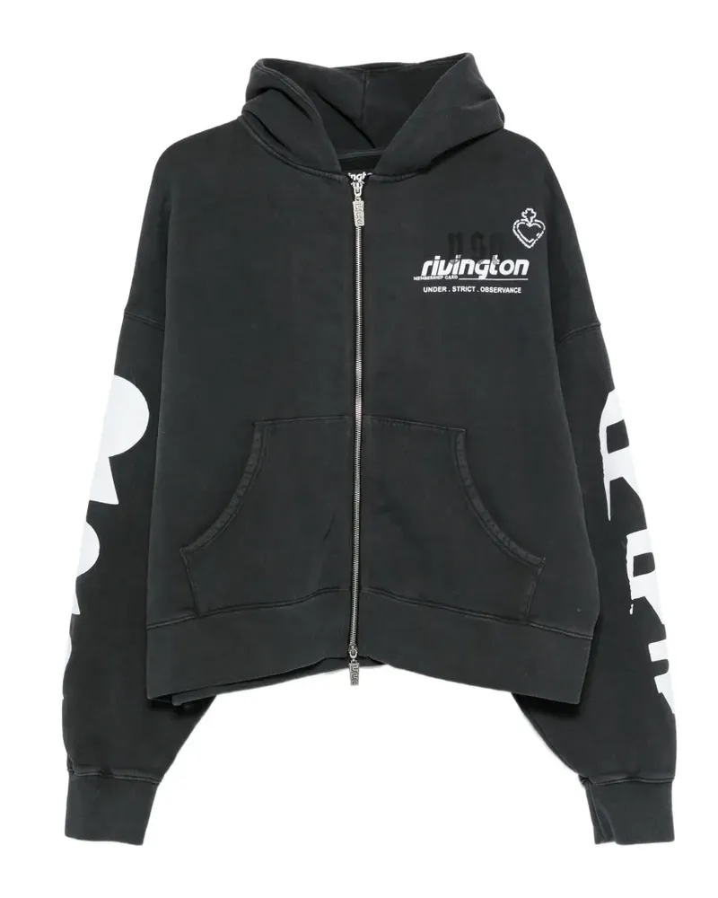 RRR123 pockets zip front hoodie - Schwarz Schwarz