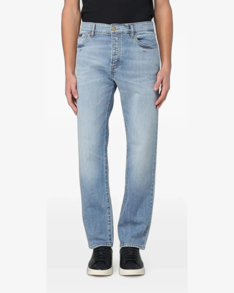 HUGO BOSS logo-patch straight-leg jeans - Blau Blau