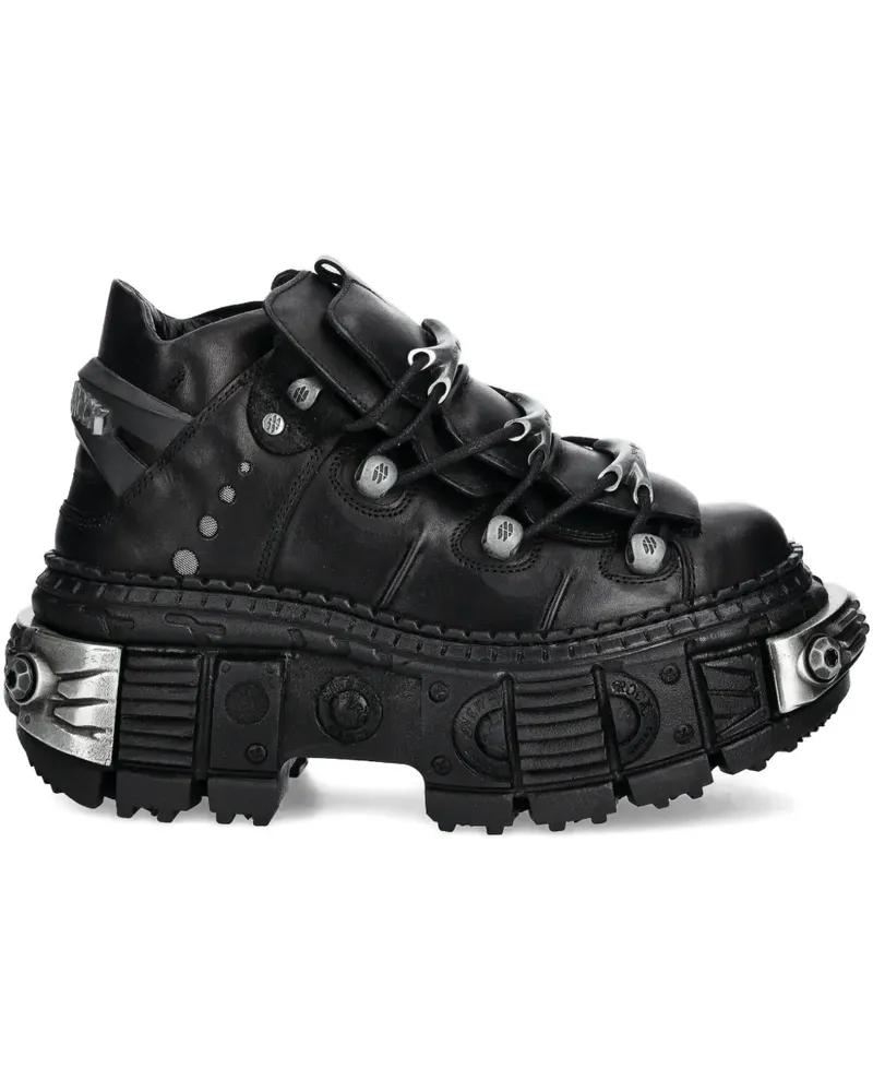 New Rock Plateau-Sneakers mit Metallic-Detail - Schwarz Schwarz
