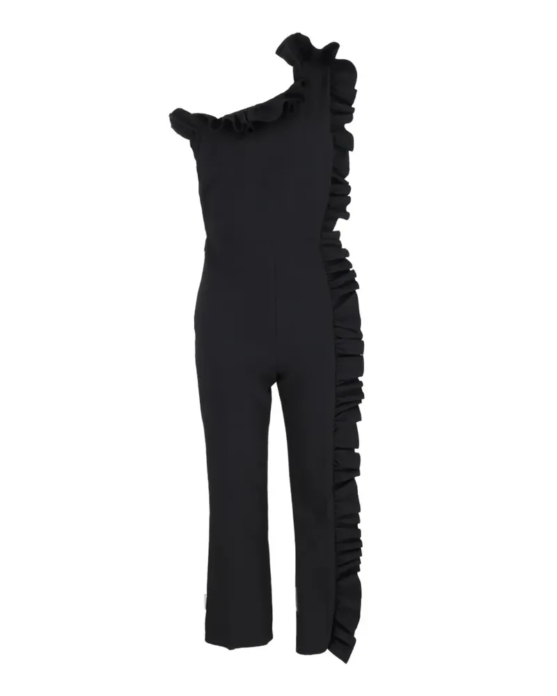 MSGM one-shoulder ruffle jumpsuit - Schwarz Schwarz