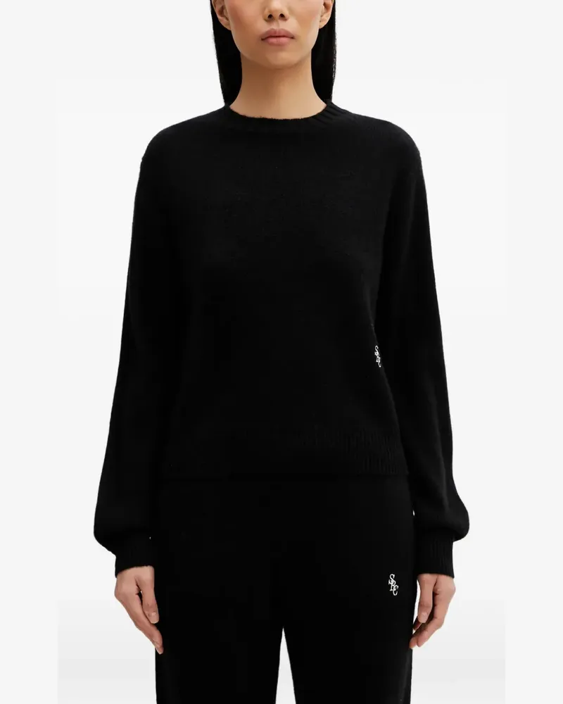 SPORTY & RICH Sweatshirt mit Logo-Stickerei - Schwarz Schwarz