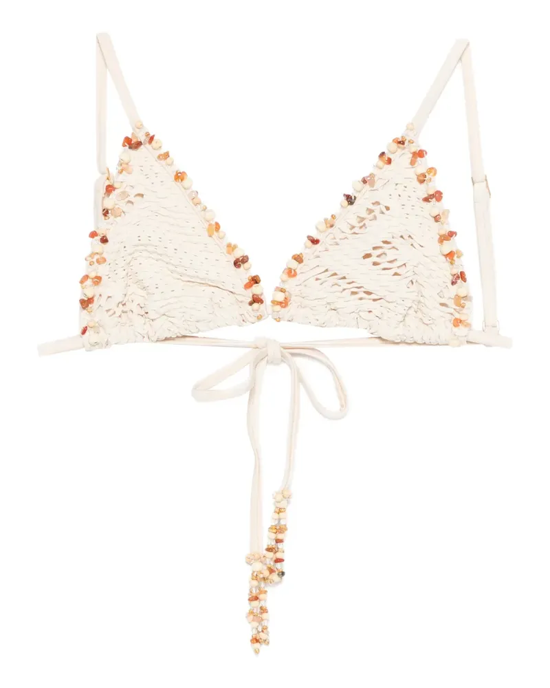 Pat Bo beaded bikini top - Nude Nude