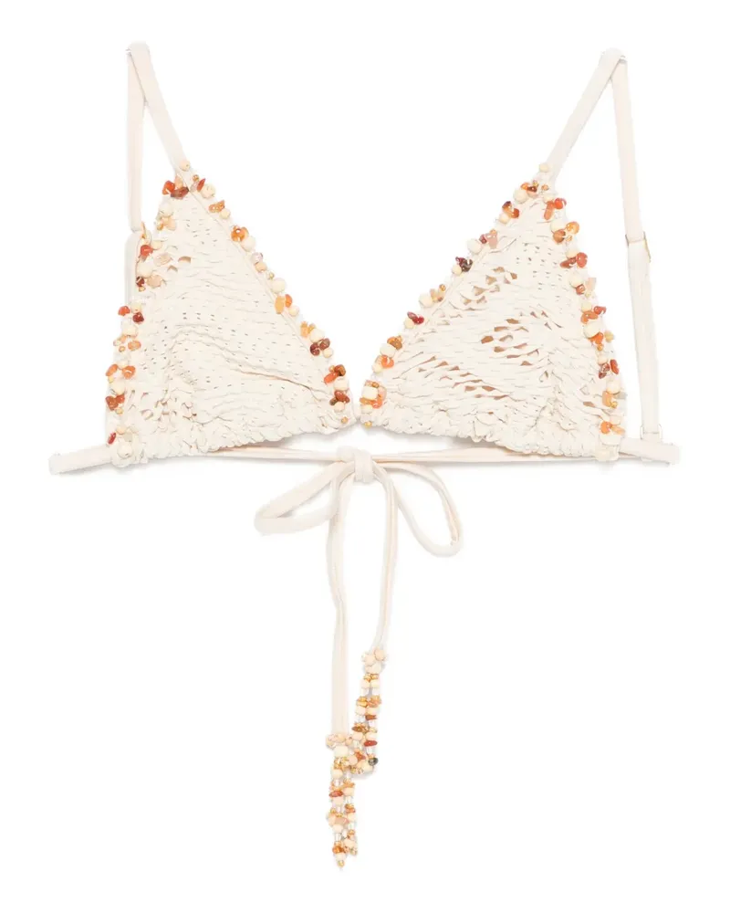 Pat Bo beaded bikini top - Nude Nude