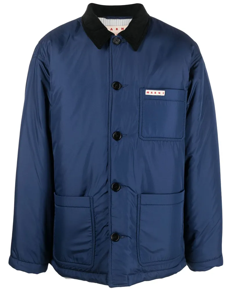 Marni Leichte Jacke mit Logo-Patch - Blau Blau