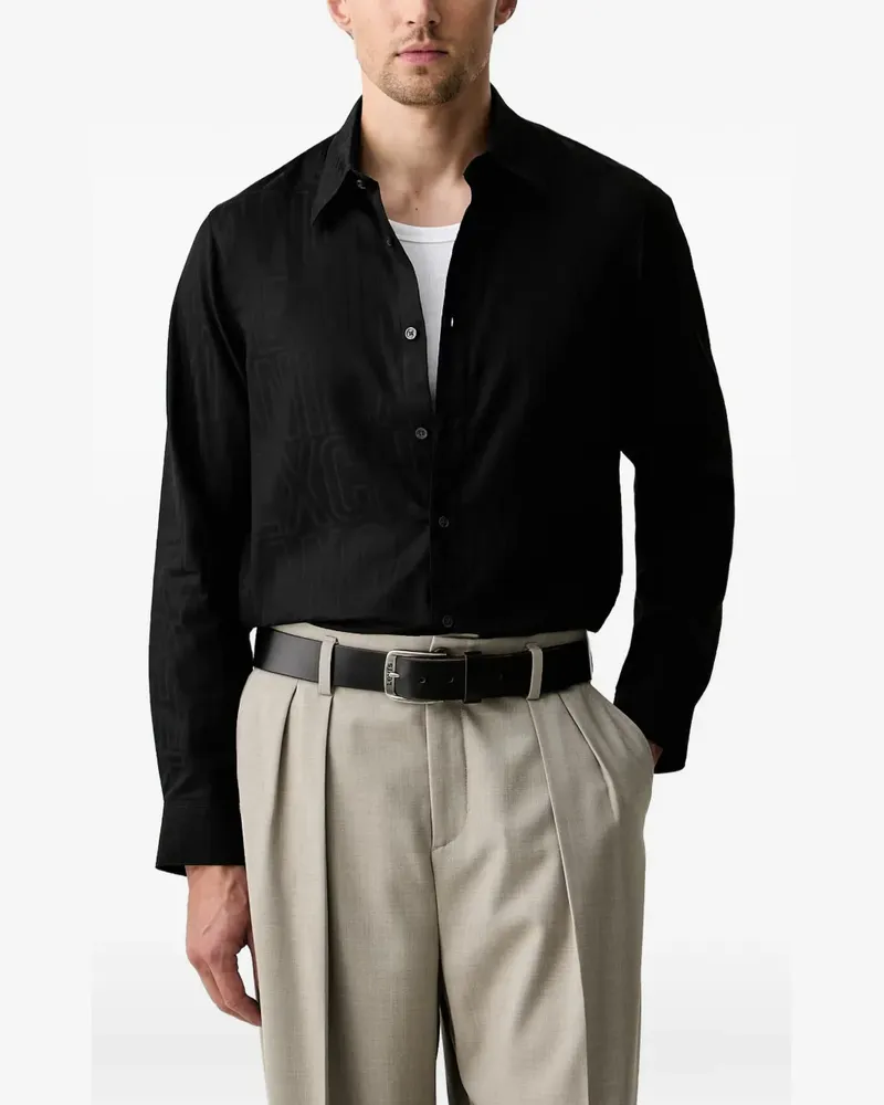 Armani Exchange logo-jacquard long-sleeved shirt - Schwarz Schwarz