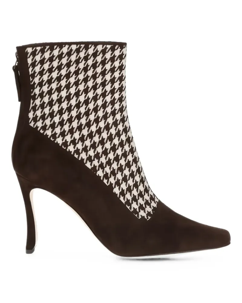 Manolo Blahnik Gosta Stiefel mit Hahnentrittmuster - Braun Braun